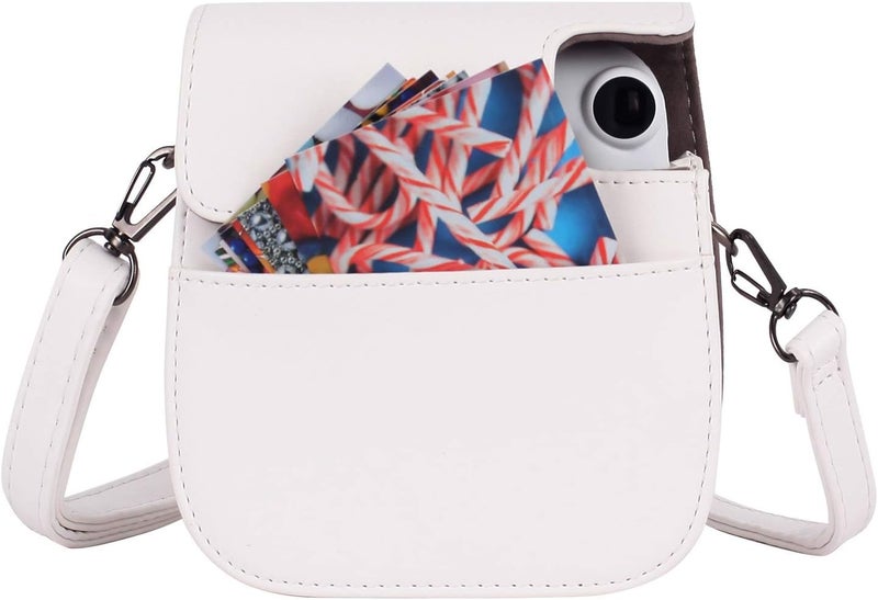 Phetium Instant mini 12 Camera Protective Case Compatible with Instax Mini 12 11,PU Leather Bag with Pocket and Adjustable Shoulder Strap (White) - Image 5